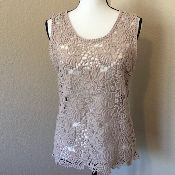 LOFT Tops - Ann Taylor LOFT | Crochet Floral Sleeveless Blouse